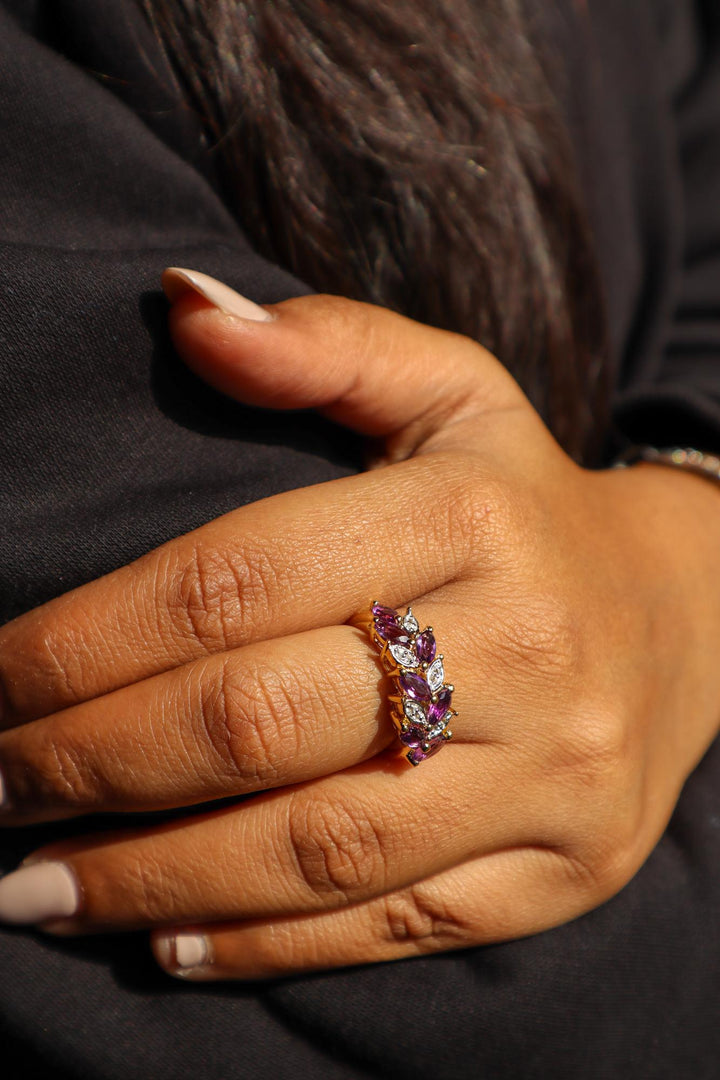 A closeup image of Unique Amethyst Statement RIng -5 by Carat For You 