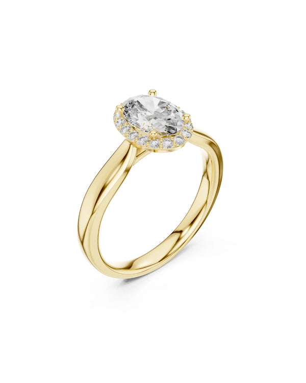 Veya Oval Halo Moissanite Solitaire Ring