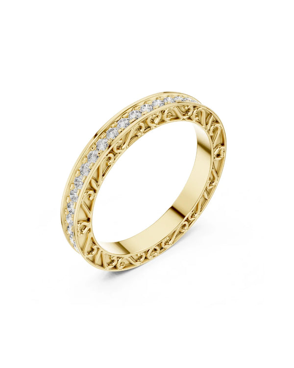 Victoria Filigree Moissanite Eternity Band - 925 Sterling Silver