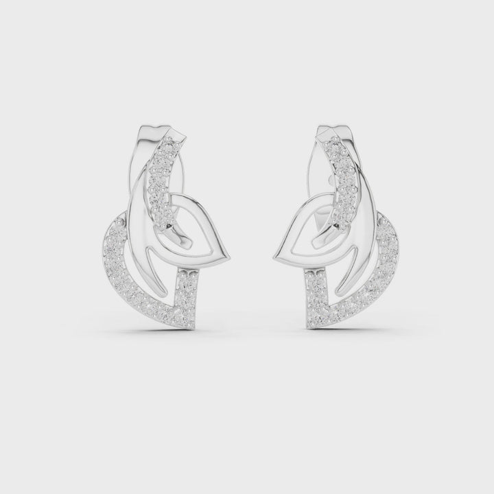 18K White Gold Vermeil Eira Floral Flow Moissanite Stud Earrings Video