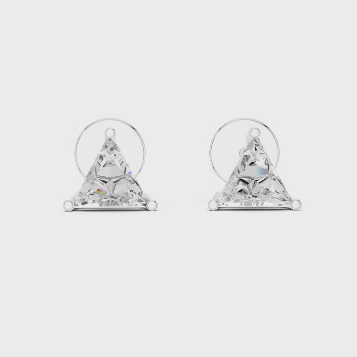 18K White Gold Vermeil Kyra Triangle Moissanite Solitaire Stud Earrings Video