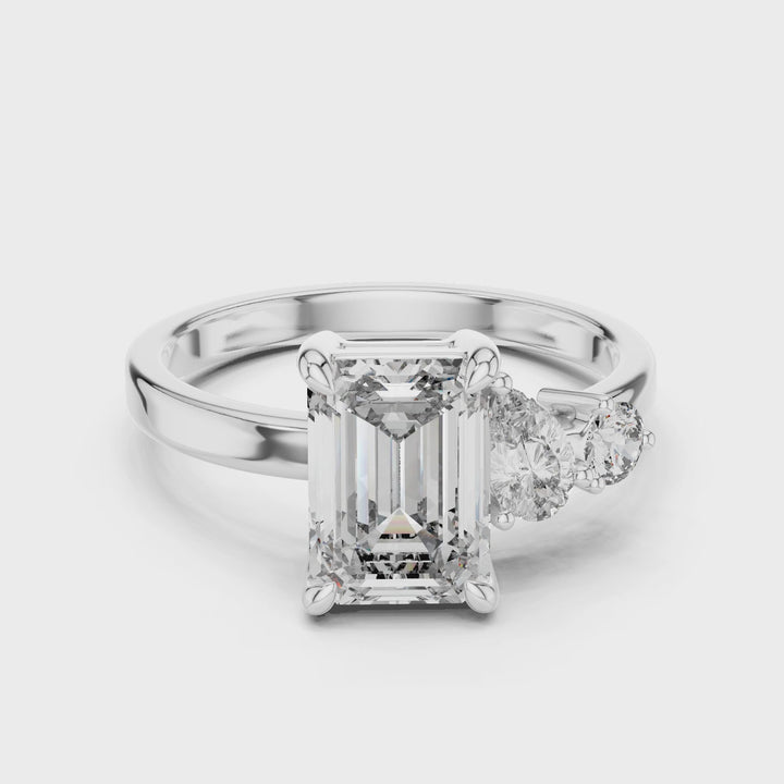 18K White Gold Vermeil Aria Trio Moissanite Statement Cocktail Ring Video