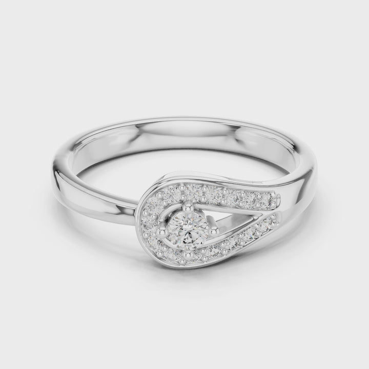18K White Gold Vermeil Isla Contemporary Teardrop Halo Moissanite Ring Video