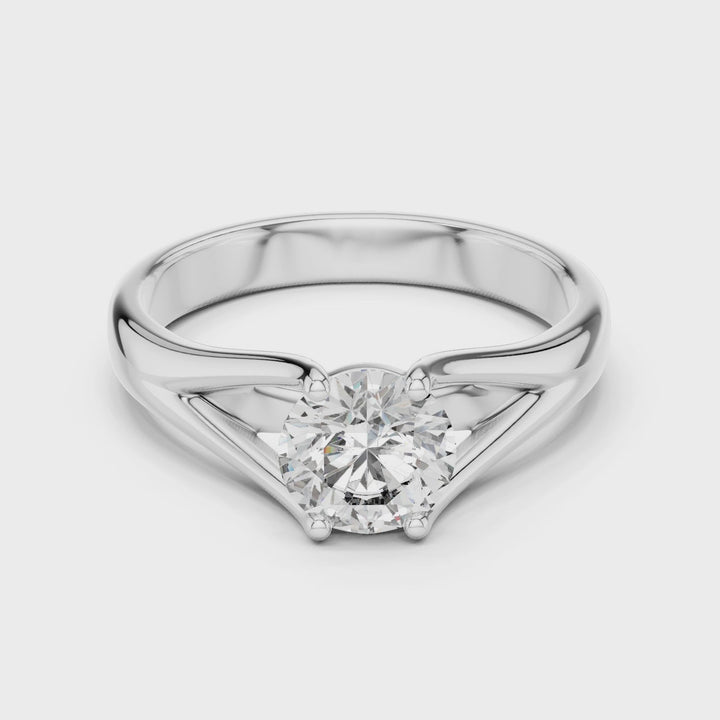 18K White Gold Vermeil TwinArc 6.5mm Moissanite Solitaire Split Shank Ring Video