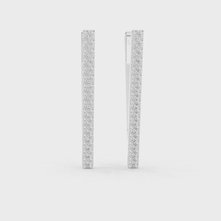 18K White Gold Vermeil Zuri Triangle Moissanite Hoop Earrings Video