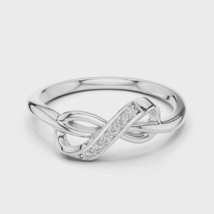 18K White Gold Vermeil Elora Infinity Twist Moissanite Ring Video