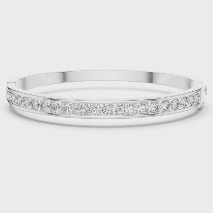 18K White Gold Vermeil Zoey Eternity Moissanite Bangle Bracelet Video