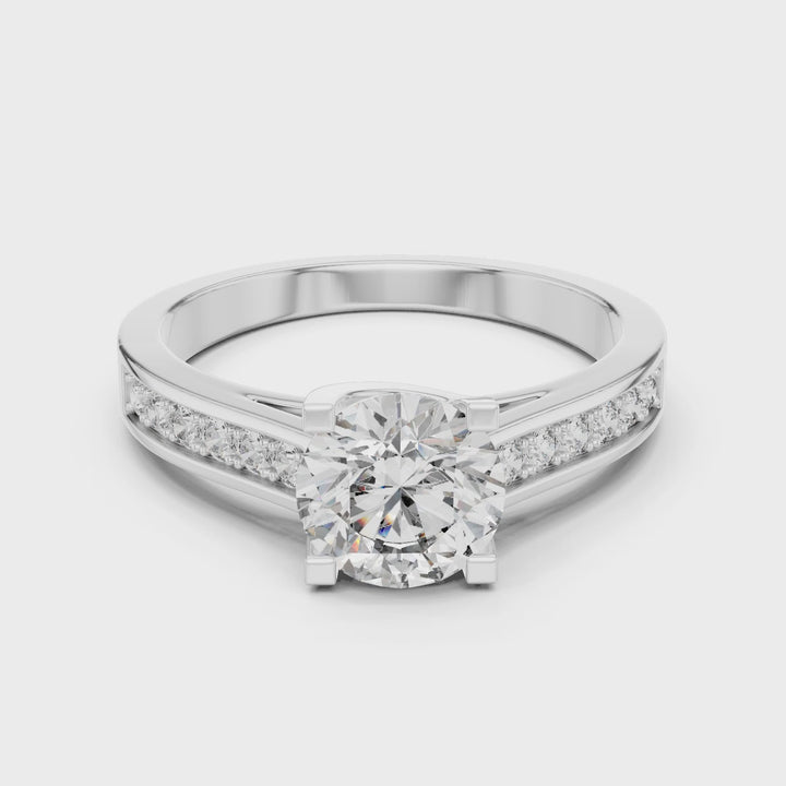 18K White Gold Vermeil Wren Pave Diamond Cathedral Engagement Ring Video