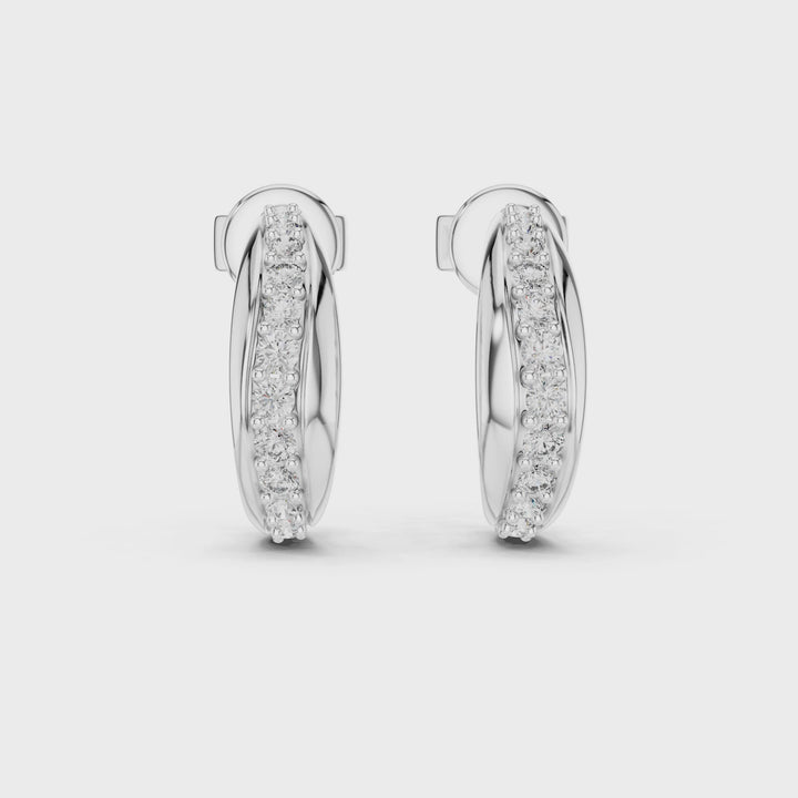 18K White Gold Vermeil Trish Hoop Style Moissanite Stud Earrings Video