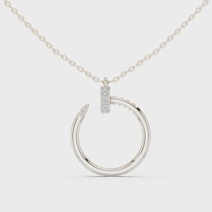18K White Gold Vermeil Nehal Endless Loop Moissanite Pendant Video