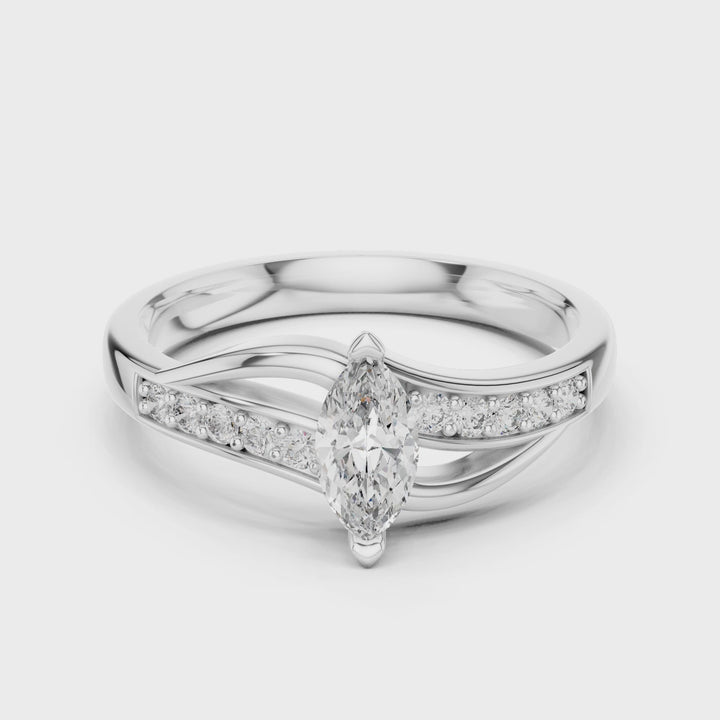 18K White Gold Vermeil Ophelia Marquise Moissanite Statement Ring Video