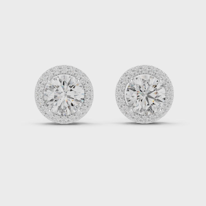 18K White Gold Vermeil Rhea Floral Moissanite Mini Stud Earrings Video