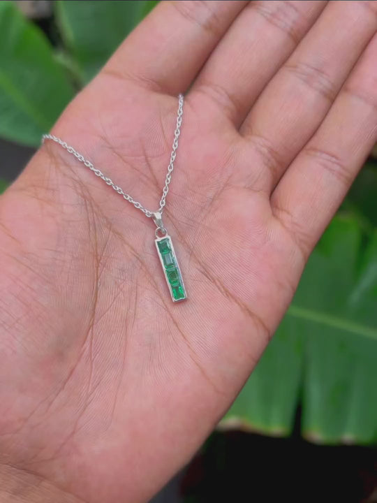 Natural Emerald Bar Pendant Video