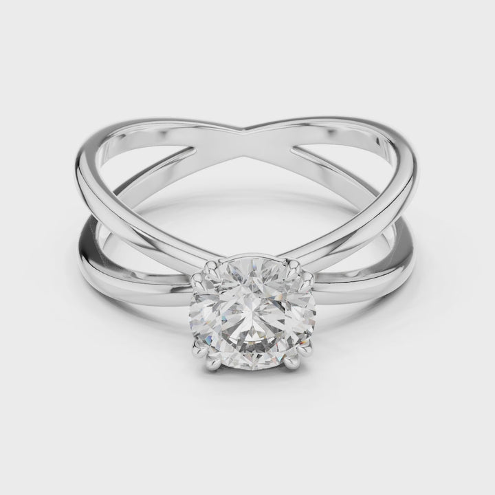 18K White Gold Vermeil Serenity Double Split Band Moissanite Ring Video