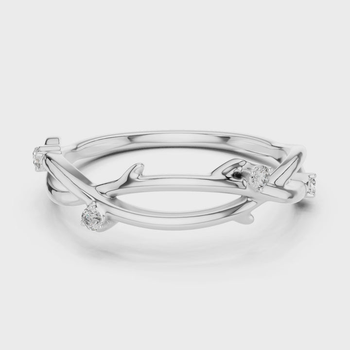 18K White Gold Vermeil Evelyn Connected Roots Moissanite Ring Video