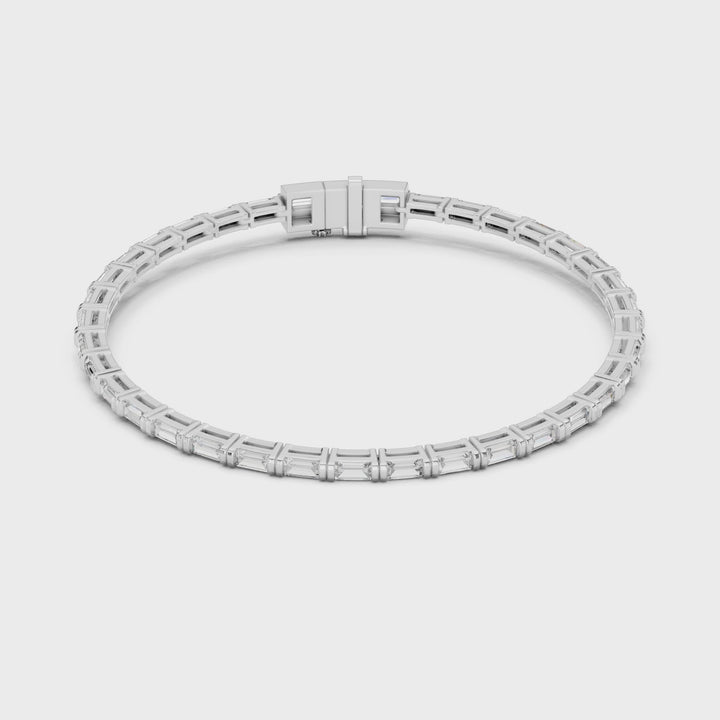 18K White Gold Vermeil Arin Baguette Moissanite Tennis Bracelet Video