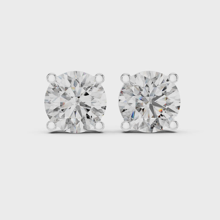 18K White Gold Vermeil 8mm Moissanite Solitaire Stud Earrings Video