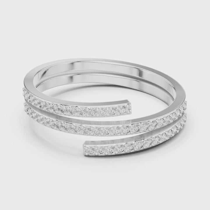 18K White Gold Rhodium Plated Anaya Wave Moissanite Ring Video