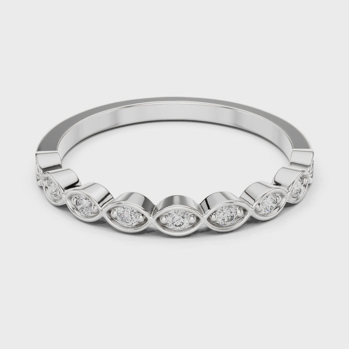 18K White Gold Vermeil Eterna Marquise Bezel Moissanite Band Ring Video