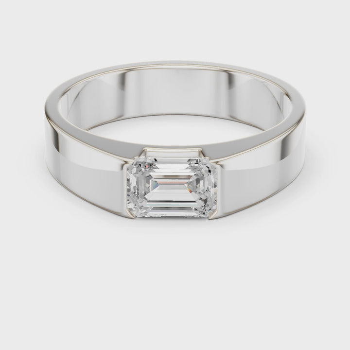 Regal Emerald Cut Moissanite Solitaire Ring - 925 Sterling Silver
