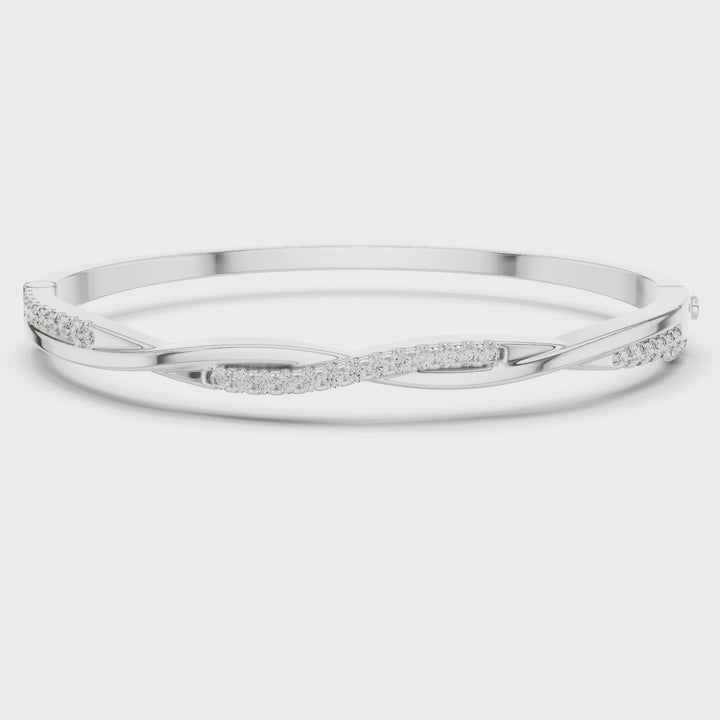 18K White Gold Vermeil Iris Infinity Moissanite Bangle Bracelet - 925 Sterling Silver Video