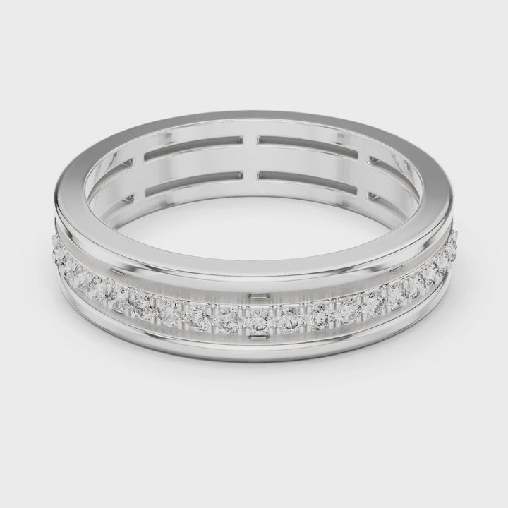 18K White Gold Vermeil Liora Channel Moissanite Band Ring Video