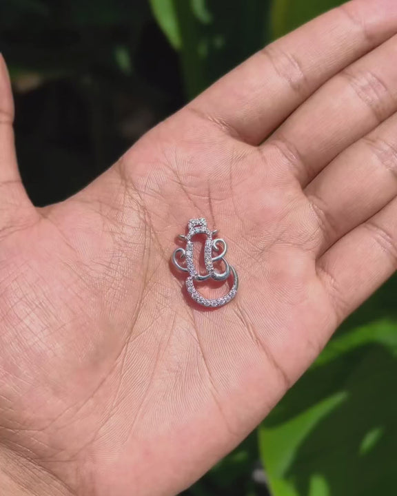 Lord Ganesha Moissanite Pendant Necklace in 925 Sterling Silver Video