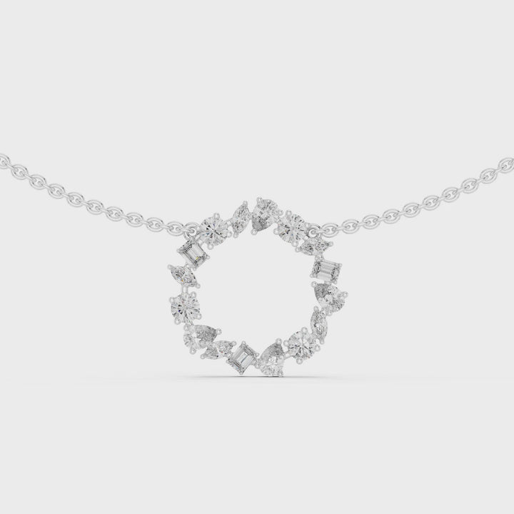 18K White Gold Vermeil Aurora Moissanite Halo Pendant Necklace Video
