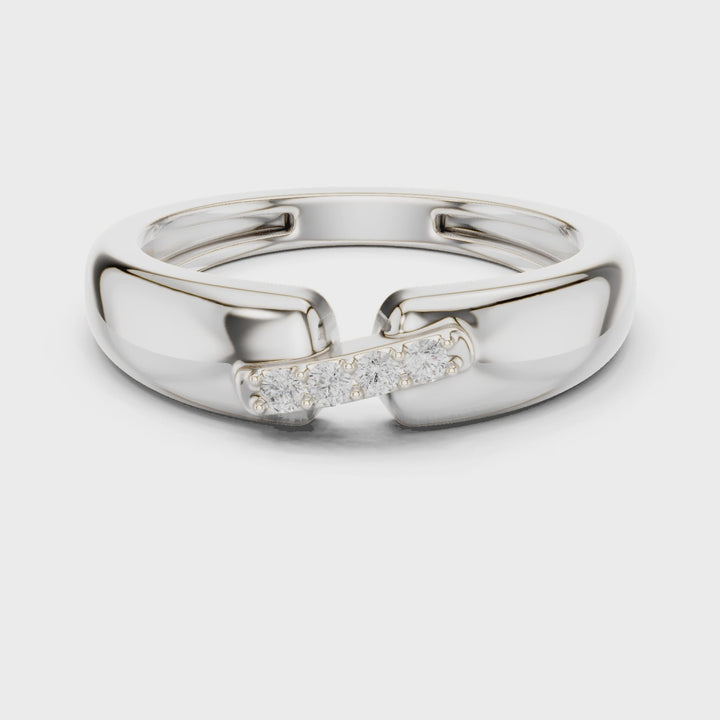 18K White Gold Rhodium Plated Forged Bond Moissanite Band Ring Video