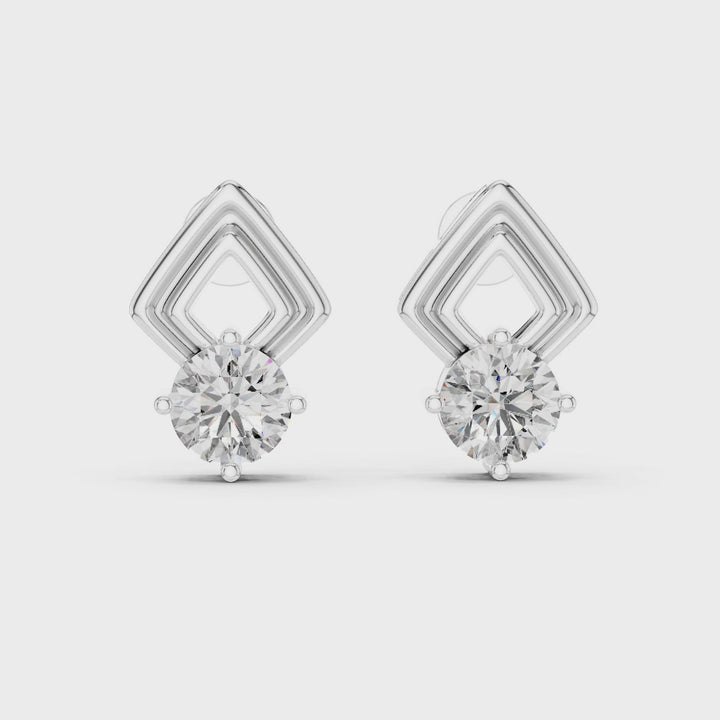 18K White Gold Vermeil Nova Deco Frame Moissanite Stud Earrings Video