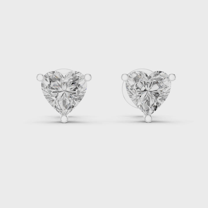 18K White Gold Vermeil Faye 6mm Heart Moissanite Solitaire Stud Earrings Video