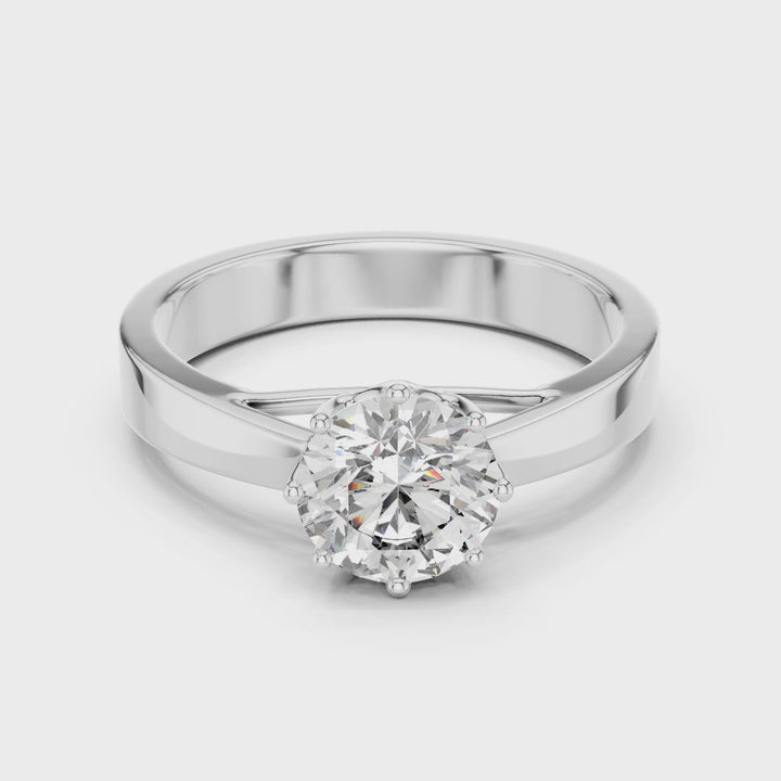 18K White Gold Vermeil Sara Cathedral Shank Moissanite Solitaire Engagement Ring Video