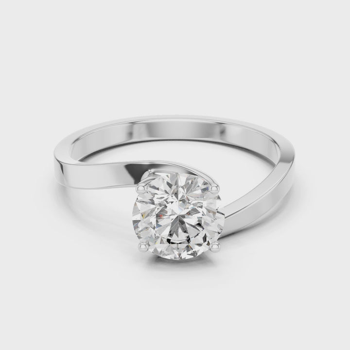 18K White Gold Vermeil Vera Luxe Bypass Shank Moissanite Solitaire Ring Video