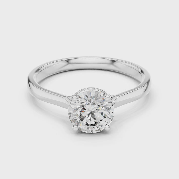 18K White Gold Vermeil Eloa Crown Moissanite Solitaire Ring Video