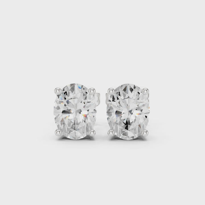 Oval Cut Moissanite Solitaire Stud Earrings  Video