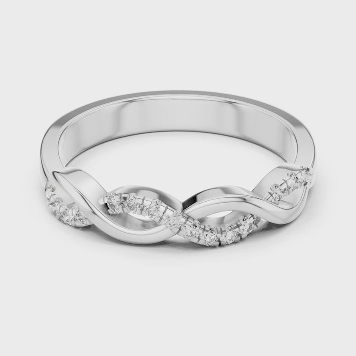 18K White Gold Aurelia Braided Moissanite Half Eternity Band Ring Video