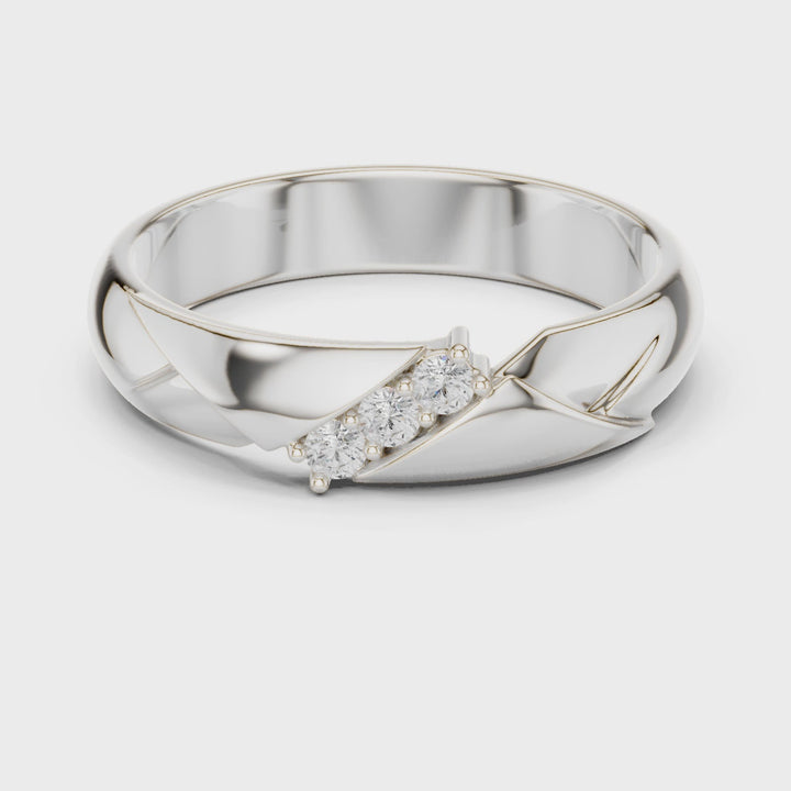 18K White Gold Rhodium Plated Forge Line Moissanite Band Ring Video