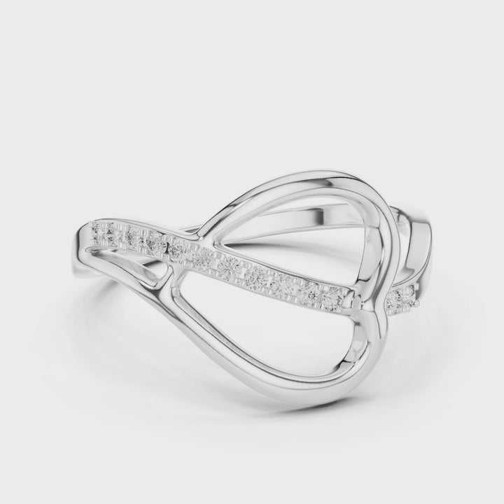 18K White Gold Vermeil Sian Crossover Pave Moissanite Band Statement Ring Video
