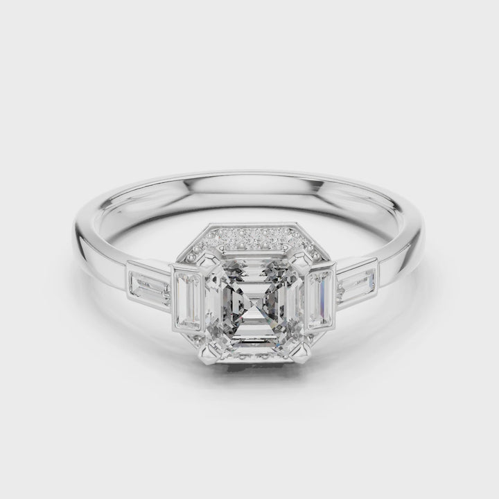 18K White Gold Vermeil Ophelia Regal Asscher Cut Moissanite Ring Video
