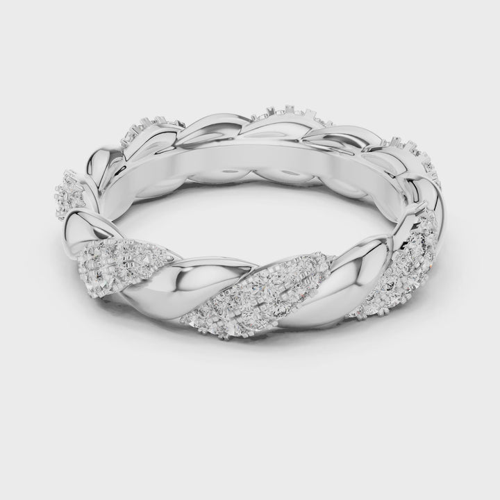 18K White Gold Vermeil Aurelia Braided Moissanite Eternity Band Ring Video