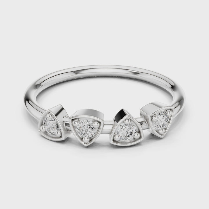 18K White Gold Vermeil Nova Trillion Bezel Moissanite Ring Video
