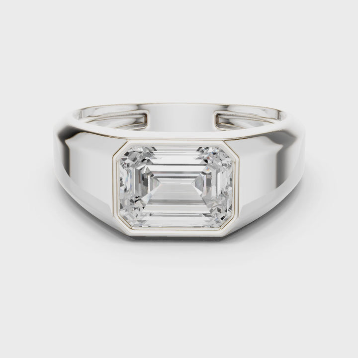 18K White Gold Rhodium Plated Monarch Emerald Cut Moissanite Solitaire Ring Video